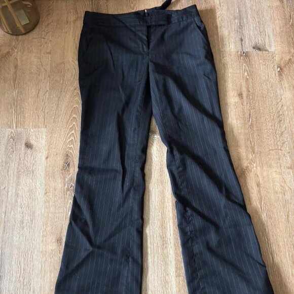 Jcrew vintage Y2K wool black pinstripe low rise flare pants size 0 - Picture 1 of 5